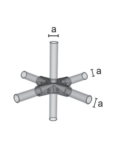 GIUNTO A 6 VIE CROMATO PER TUBO D. 25mm