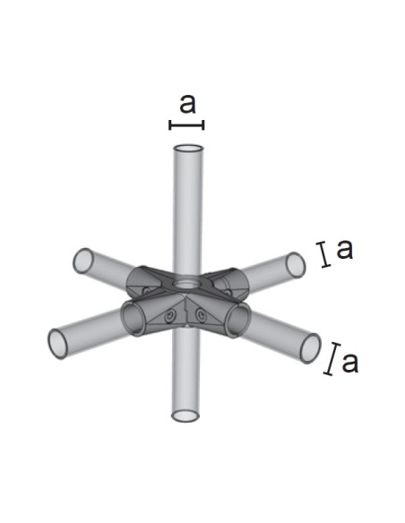 GIUNTO A 6 VIE CROMATO PER TUBO D. 25mm