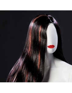 PARRUCCA NERO C/MECHES ROSSE