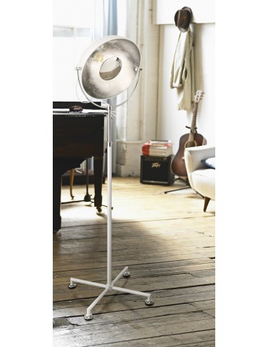 LAMPADA DA TERRA IN METALLO CROMO BIANCO FOGLIA AR GENTO