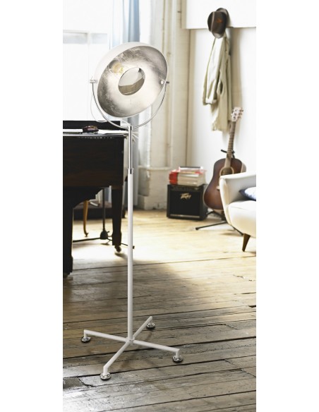 LAMPADA DA TERRA IN METALLO CROMO BIANCO FOGLIA AR GENTO