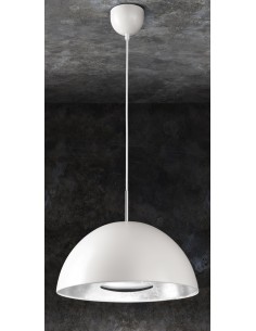 SOSPENSIONE IN METALLO BIANCO CON DECORO FOGLIA AR GENTO 40cm