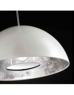 SOSPENSIONE IN METALLO BIANCO CON DECORO FOGLIA AR GENTO 40cm 2