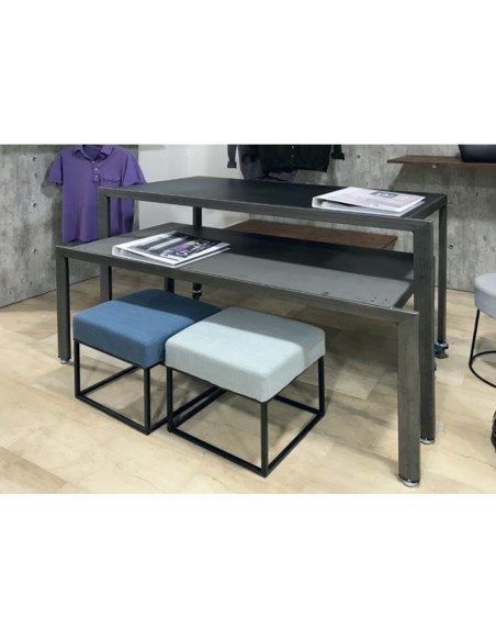 TAVOLO INDUSTRIAL CON PIANO IN LAMIERA 128X60X90CM CON RUOTE