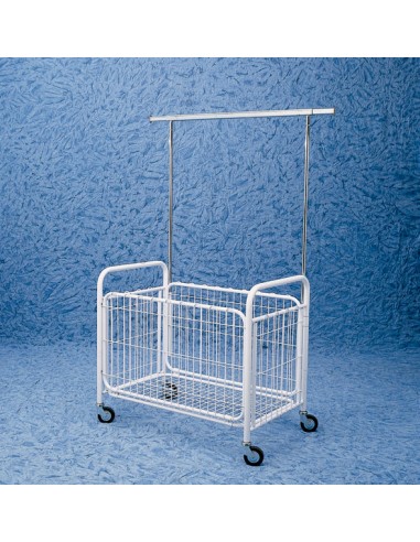 CESTA CON APPENDERIA CARRELLO RINFORZATO CESTONI B IANCO 80cm