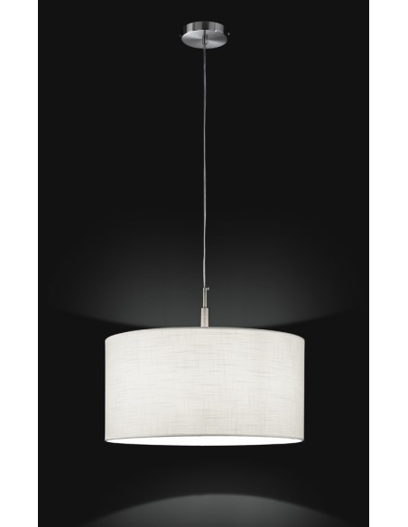 SOSPENSIONE CROMO SPAZZOLATO CON PARALUME TESSUTO 50 cm