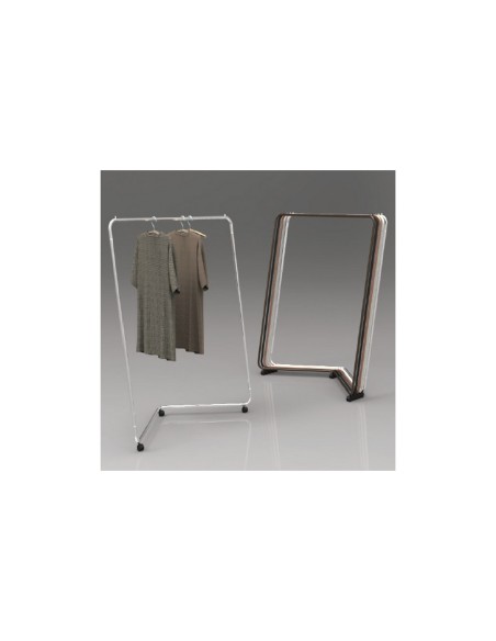 STENDER FISSO CON RUOTE 155X102X50CM NERO OPACO