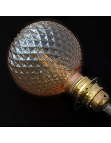 LAMPADINA DECORATIVA COMPONIBILE LED G125 CON VETRO FUMè MARTELLATO 5W E27 DIMM. 2700K