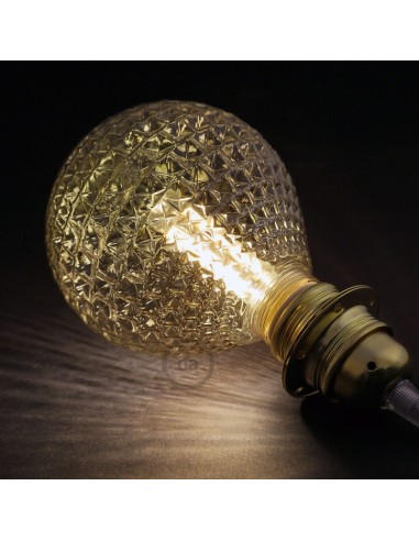 LAMPADINA DECORATIVA COMPONIBILE LED G125 CON VETRO FUMè MARTELLATO 5W E27 DIMM. 2700K