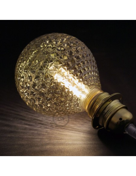 LAMPADINA DECORATIVA COMPONIBILE LED G125 CON VETRO FUMè MARTELLATO 5W E27 DIMM. 2700K