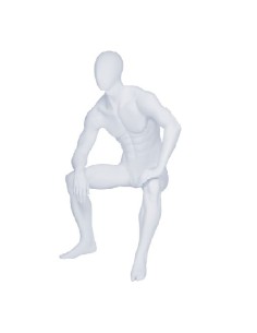 MANICHINO UOMO TESTA A UOVO SEDUTO BIANCO OPACO