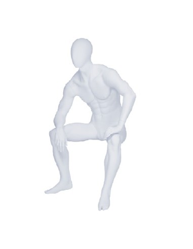 MANICHINO UOMO TESTA A UOVO SEDUTO BIANCO OPACO