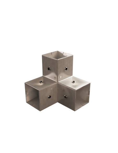 GIUNTO NODO 3 VIE 90° QUADRATO TUBO 25 mm