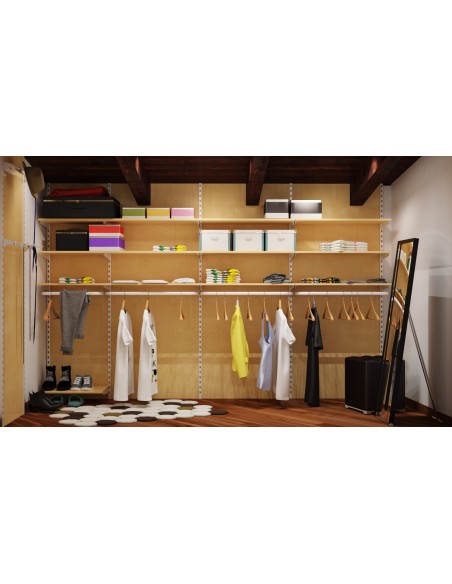 CABINA ARMADIO KIT ARREDAMENTO LUNGHEZZA 333 cm ALTEZZA 240 cm  BIANCO E ACERO