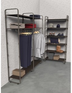 KIT ARREDO SCAFFALI NEGOZIO FERRO 190 cm + 96 cm