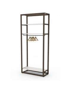 ARREDO AUTOPORTANTE CON APPENDERIA E RIPIANI GRIGIO MICACEO E BIANCO