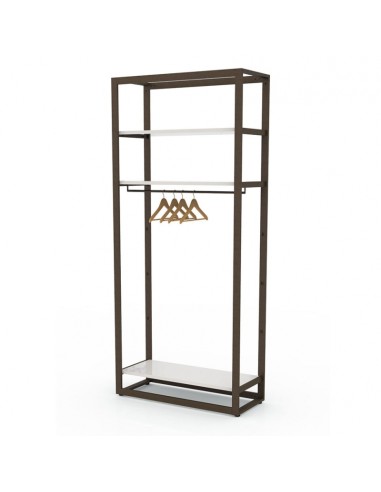 ARREDO AUTOPORTANTE CON APPENDERIA E RIPIANI GRIGIO MICACEO E BIANCO