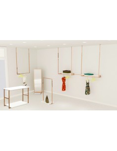 ARREDO NEGOZIO COMPLETO RAME BANCO SPECCHIO STENDE