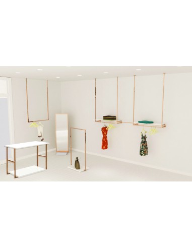 ARREDO NEGOZIO COMPLETO RAME BANCO SPECCHIO STENDE