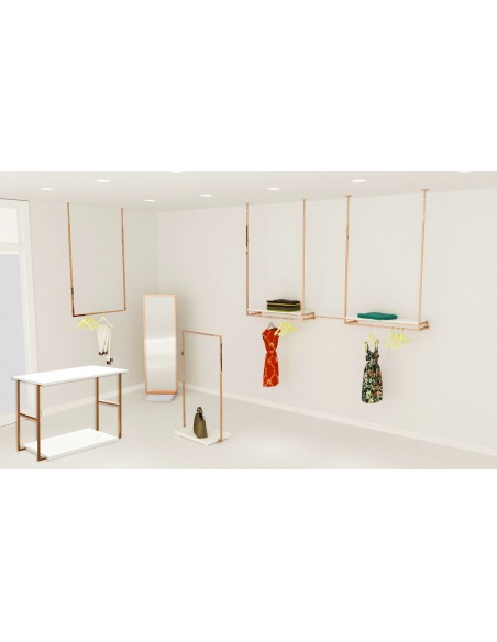 ARREDO NEGOZIO COMPLETO RAME BANCO SPECCHIO STENDE