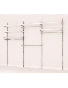 KIT ARREDAMENTO DA 3 M 6 RIPIANI 4 APPEDERIE FINITURA CROMATO-BIANCO