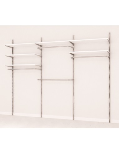 KIT ARREDAMENTO DA 3 M 6 RIPIANI 4 APPEDERIE FINITURA CROMATO-BIANCO