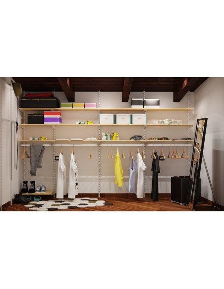 CABINA ARMADIO KIT ARREDAMENTO LUNGHEZZA 333 cm ALTEZZA 240 cm CROMATO E ACERO