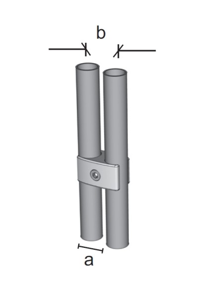 GIUNTO SUPPORTO PARALLELLO PIATTO PER TUBI DA 25mm