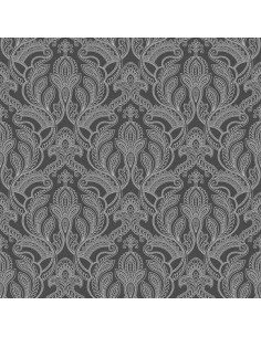 VINTAGE DAMASKS PARATO TNT GR.B DAMASCO NERO BIANC mt.10x53 cm