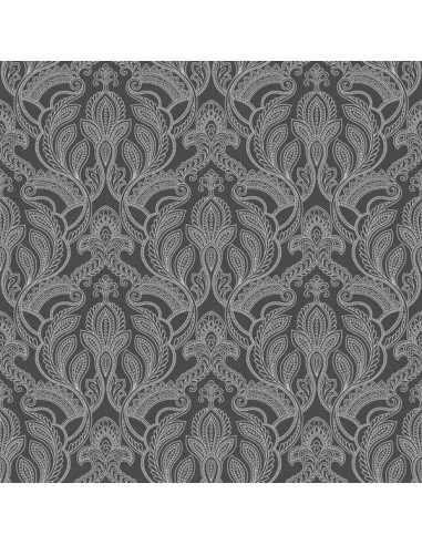 VINTAGE DAMASKS PARATO TNT GR.B DAMASCO NERO BIANC mt.10x53 cm