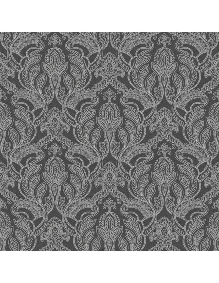 VINTAGE DAMASKS PARATO TNT GR.B DAMASCO NERO BIANC mt.10x53 cm