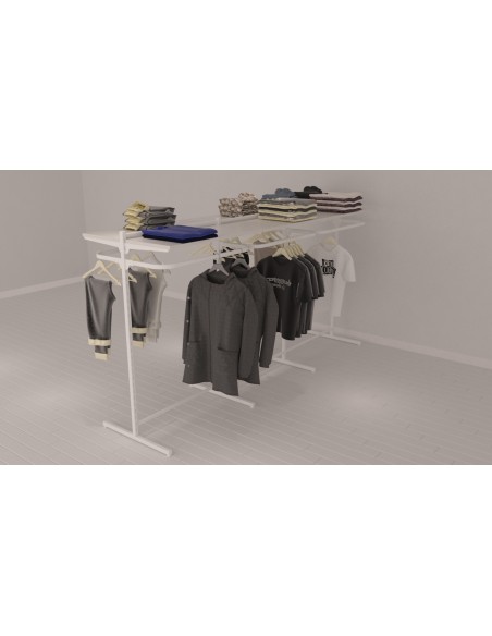 GONDOLA CENTRALE BIFACCIALE MENSOLE E APPENDERIE LARICE SBIANCATO