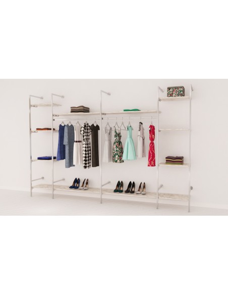 KIT ARREDO MENSOLA APPENDIABITI CROMATO VERSATILE DA  362,5 cm