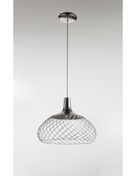 LAMPADA A SOSPENSIONE STILNOVO MONGOLFIER Ø57 GALVANICA NICHEL NERO