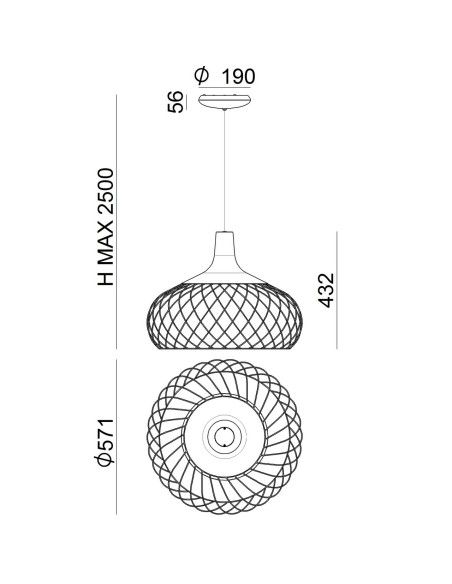 LAMPADA A SOSPENSIONE STILNOVO MONGOLFIER Ø57 GALVANICA NICHEL NERO