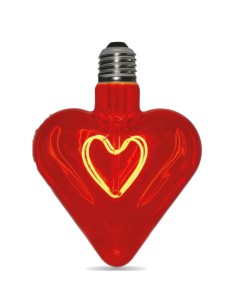 VINTAGE FIL. CURVED HEART LED RED 5W E27 150LM 2000K 80CRI 360°