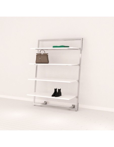 KIT ARREDO MONET CORNICE INCLINATA 120cm h 180 cm CON 4 MENSOLE BIANCO/CROMATO