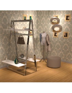 KIT ARREDO AUTOPORTANTE BIFACCIALE GONDOLA MONET COMPLETA DI 4 RIPIANI DA 120 cm  4 APPENDERIE FRON 2