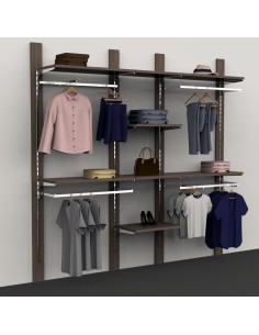 KIT ARREDAMENTO PANNELLO CON MONTANTE 252X240 CM C ON RIPIANI E APPENDERIA