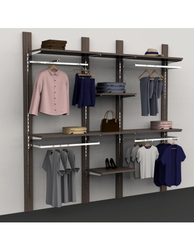 KIT ARREDAMENTO PANNELLO CON MONTANTE 252X240 CM C ON RIPIANI E APPENDERIA