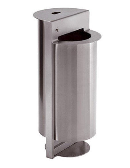 POSACENERE GETTACARTE IN ACCIAIO INOX AISI 304 DA FISSARE A TERRA 45 L CON SERRATURA