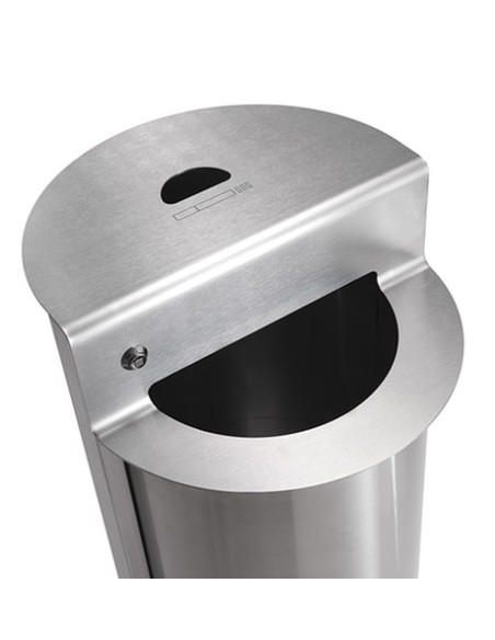 POSACENERE GETTACARTE IN ACCIAIO INOX AISI 304 DA FISSARE A TERRA 45 L CON SERRATURA