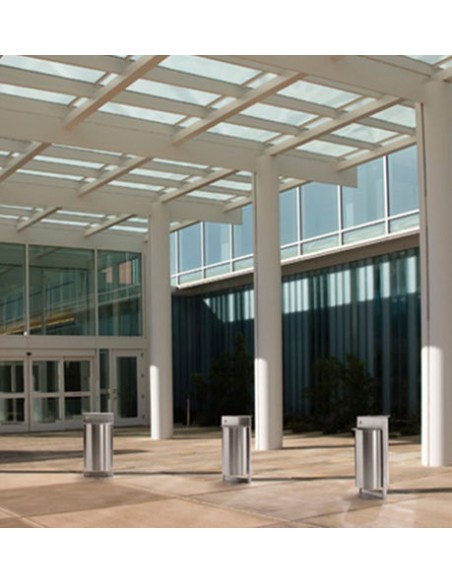 POSACENERE GETTACARTE IN ACCIAIO INOX AISI 304 DA FISSARE A TERRA 45 L CON SERRATURA