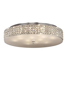 ROMA LAMPADA A PLAFONE CON INSERTI IN CRISTALLO E DETTAGLI IN METALLO CROMATO