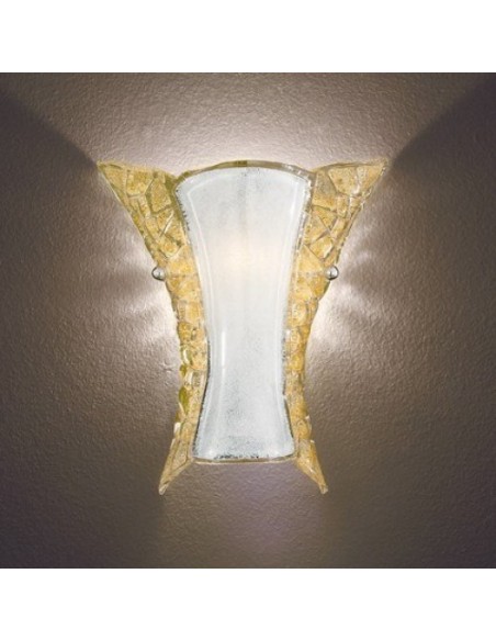 APE APPLIQUE DIFFUSORE IN VETRO LAVORATO 1xE27 VITI FERMAVETRO IN CROMO