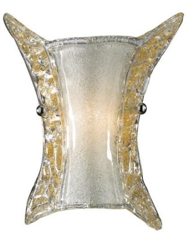 APE APPLIQUE DIFFUSORE IN VETRO LAVORATO 1xE27 VITI FERMAVETRO IN CROMO