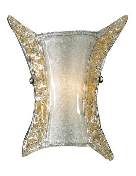 APE APPLIQUE DIFFUSORE IN VETRO LAVORATO 1xE27 VITI FERMAVETRO IN CROMO