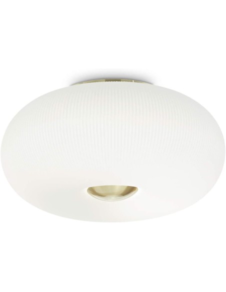 ARIZONA LAMPADA A PLAFONE diam. 40 cm CON DIFFUSOR IN VETRO RIGATO E SABBIATO FINITURE IN OTTONE