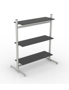 GONDOLA CON RIPIANI  TUBI 60 mm 150x120 cm CROMATA NERO OPACO