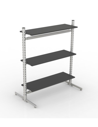 GONDOLA CON RIPIANI  TUBI 60 mm 150x120 cm CROMATA NERO OPACO